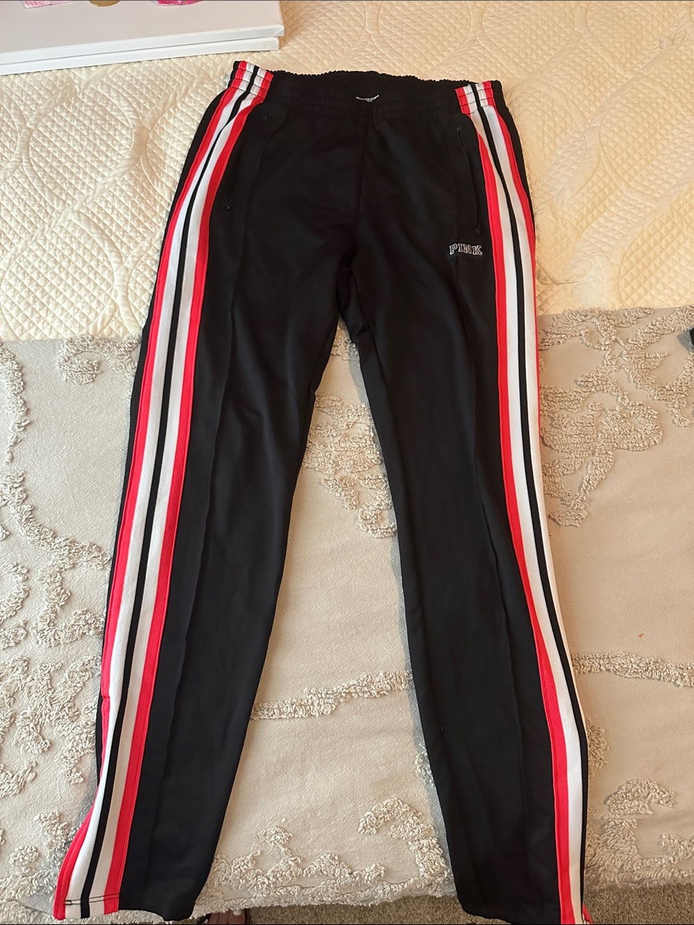 PINK Victoria's Secret Black Lounge Pants with White Label